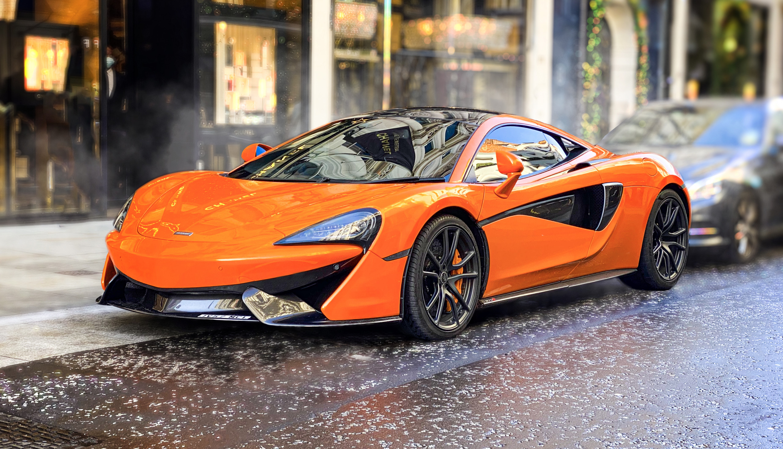 Orange McLaren 570s Sports Car on New Bond Street London