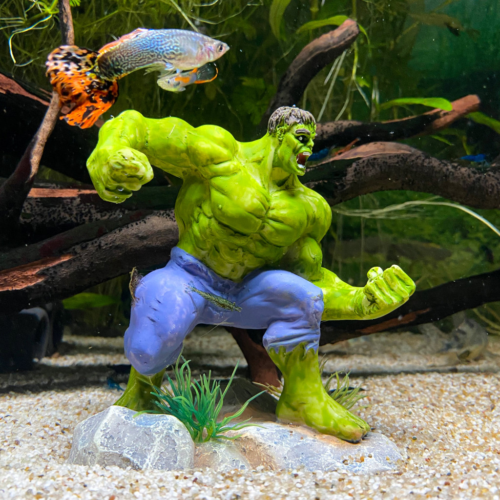 Toxic Green Guy Fish Tank Ornament in Fish Tank